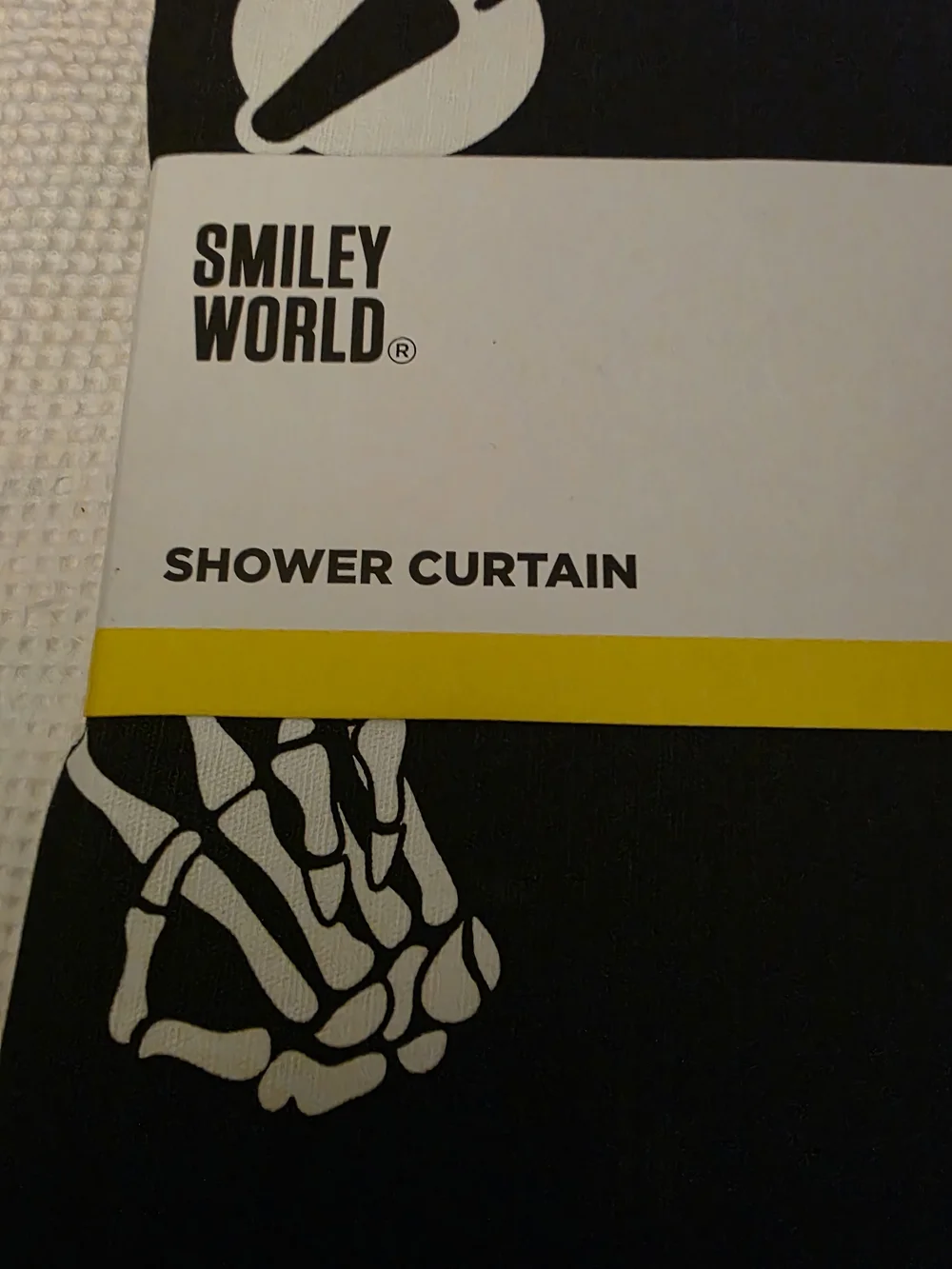 Smiley World Black & White Skeleton Shower Curtain - Smiley World